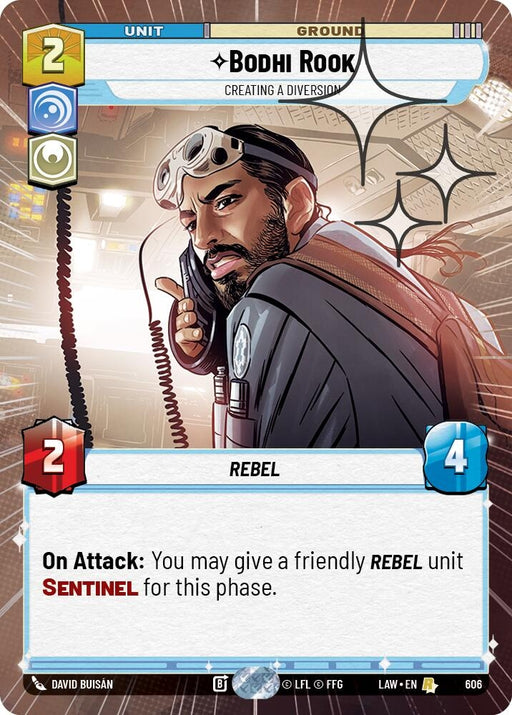 Image for Bodhi Rook - Creating a Diversion (Hyperspace Foil) (368) [A Lawless Time] - Star Wars: Unlimited