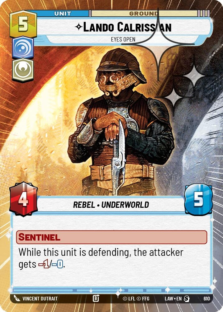 Image for Lando Calrissian - Eyes Open (Hyperspace Foil) (372) [A Lawless Time] - Star Wars: Unlimited