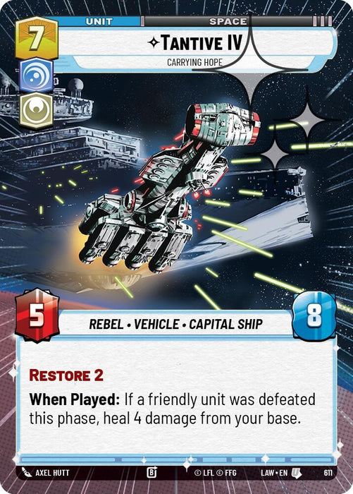 Image for Tantive IV - Carrying Hope (Hyperspace Foil) (373) [A Lawless Time] - Star Wars: Unlimited
