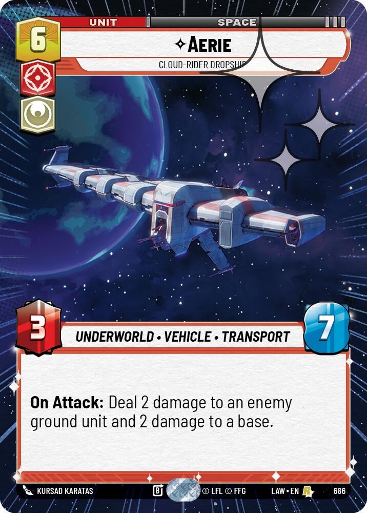 Image for Aerie - Cloud-Rider Dropship (Hyperspace Foil) (448) [A Lawless Time] - Star Wars: Unlimited