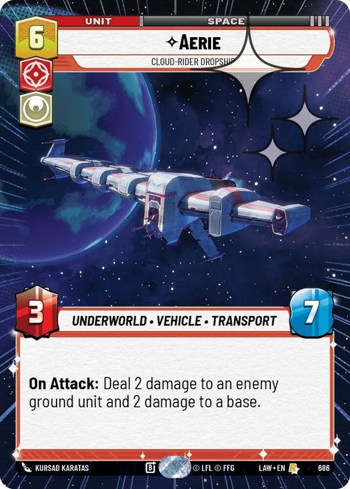 Image for Aerie - Cloud-Rider Dropship (Hyperspace Foil) (448) [A Lawless Time] - Star Wars: Unlimited