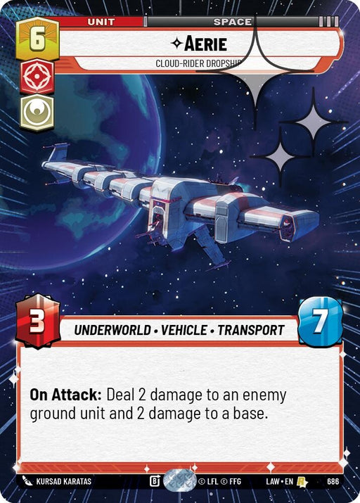 Image for Aerie - Cloud-Rider Dropship (Hyperspace Foil) (448) [A Lawless Time] - Star Wars: Unlimited