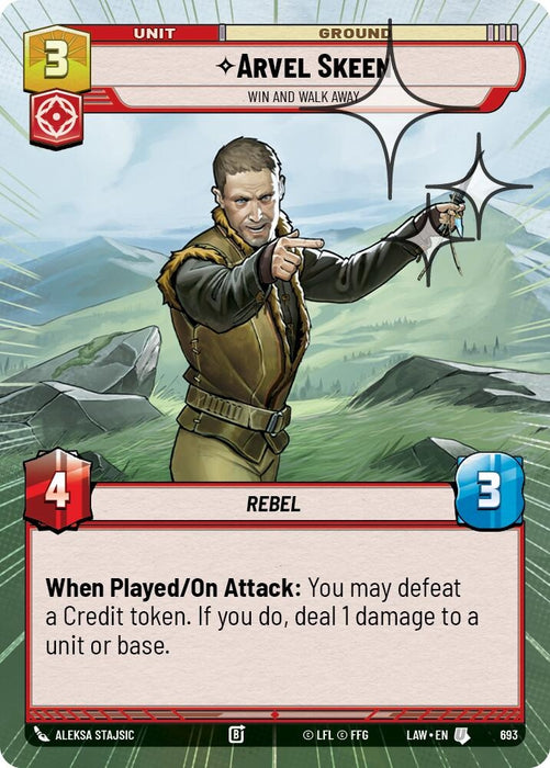 Image for Arvel Skeen - Win and Walk Away (Hyperspace Foil) (455) [A Lawless Time] - Star Wars: Unlimited