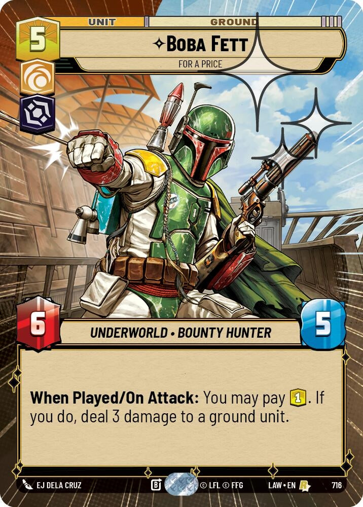 Image for Boba Fett - For a Price (Hyperspace Foil) (478) [A Lawless Time] - Star Wars: Unlimited