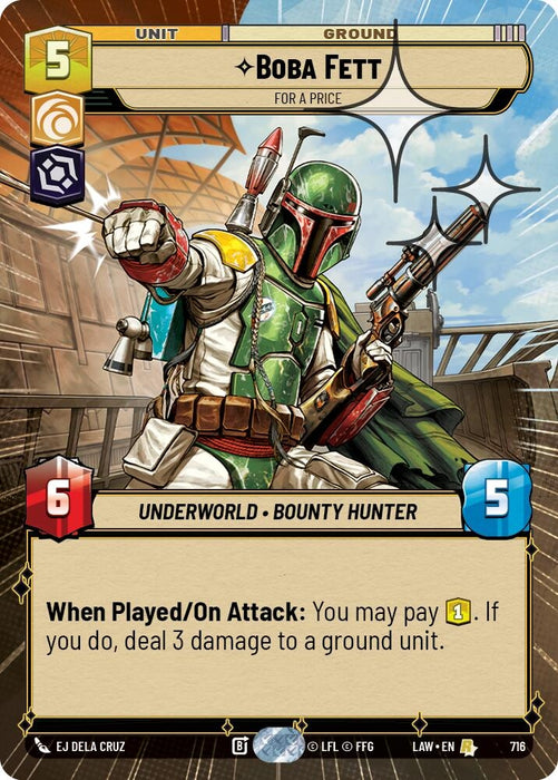Image for Boba Fett - For a Price (Hyperspace Foil) (478) [A Lawless Time] - Star Wars: Unlimited