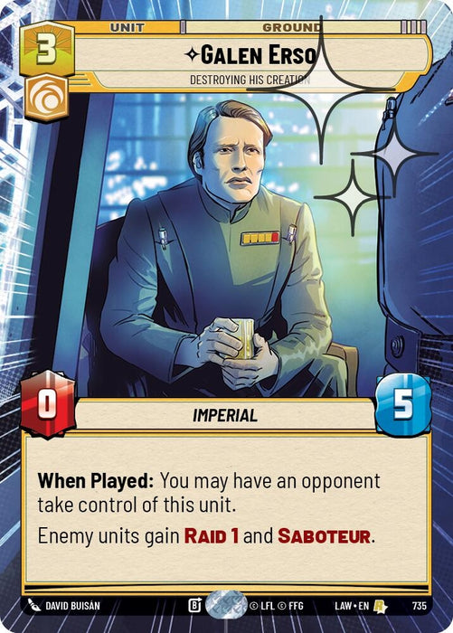 Image for Galen Erso - Destroying His Creation (Hyperspace Foil) (497) [A Lawless Time] - Star Wars: Unlimited