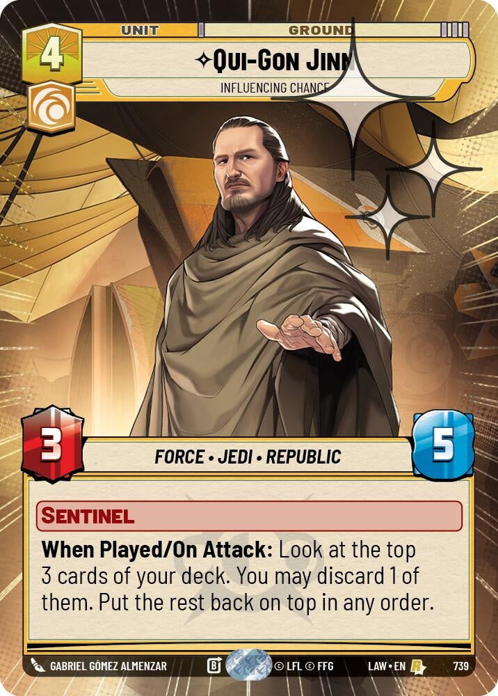 Image for Qui-Gon Jinn - Influencing Chance (Hyperspace Foil) (501) [A Lawless Time] - Star Wars: Unlimited