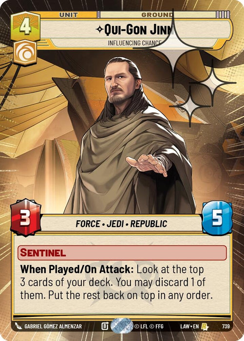 Image for Qui-Gon Jinn - Influencing Chance (Hyperspace Foil) (501) [A Lawless Time] - Star Wars: Unlimited