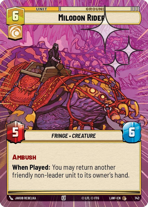 Image for Milodon Rider (Hyperspace Foil) (504) [A Lawless Time] - Star Wars: Unlimited