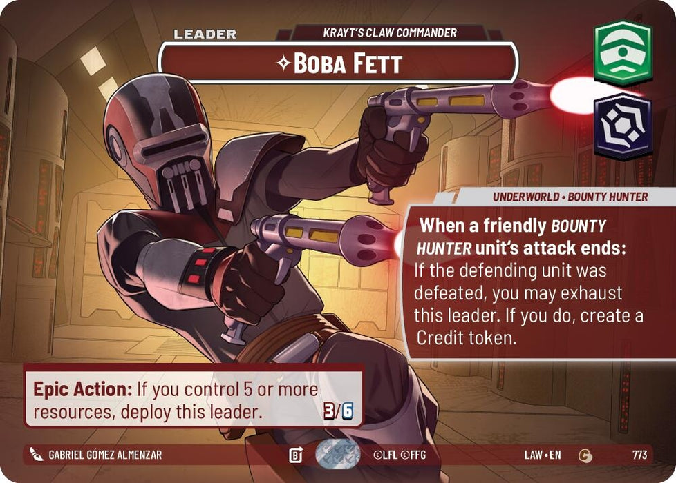Image for Boba Fett - Krayt's Claw Commander (Showcase) (773) [A Lawless Time] - Star Wars: Unlimited