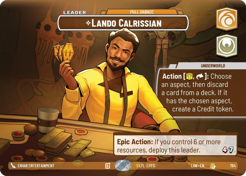 Image for Lando Calrissian - Full Sabacc (Showcase) (784) [A Lawless Time] - Star Wars: Unlimited