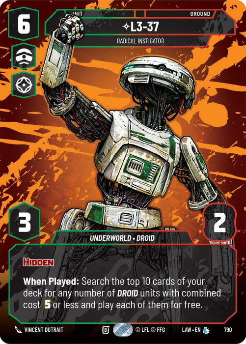 Image for L3-37 - Radical Instigator (Prestige) (790) [A Lawless Time] - Star Wars: Unlimited
