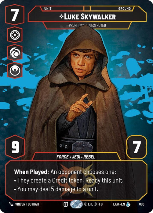 Image for Luke Skywalker - Profit or Be Destroyed (Prestige) (806) [A Lawless Time] - Star Wars: Unlimited