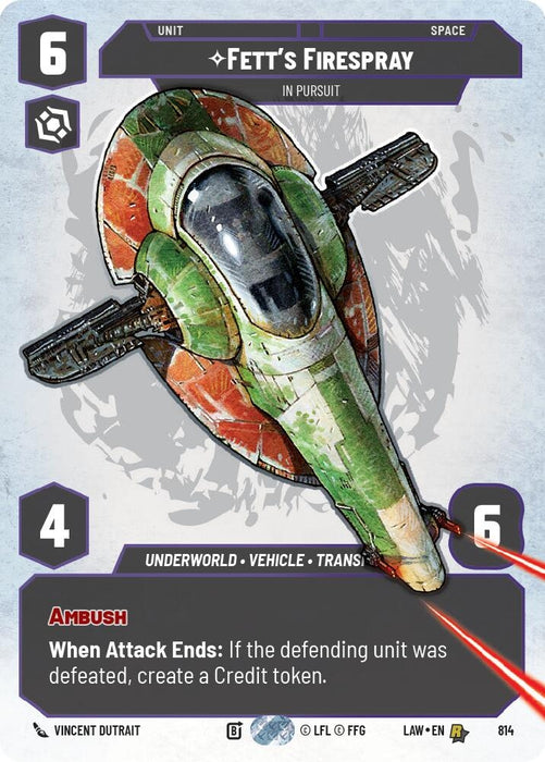 Image for Fett's Firespray - In Pursuit (Prestige) (814) [A Lawless Time] - Star Wars: Unlimited