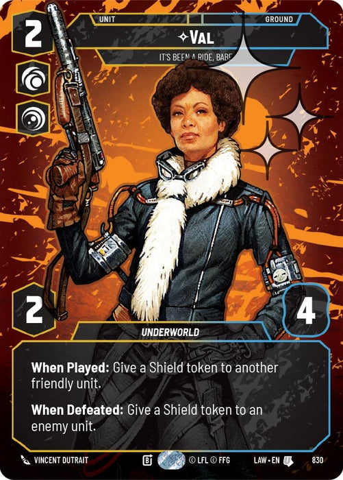Image for Val - It's Been a Ride, Babe (Prestige Foil) (830) [A Lawless Time] - Star Wars: Unlimited