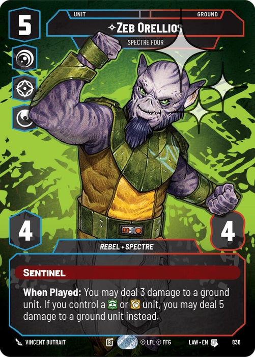 Image for Zeb Orellios - Spectre Four (Prestige Foil) (836) [A Lawless Time] - Star Wars: Unlimited