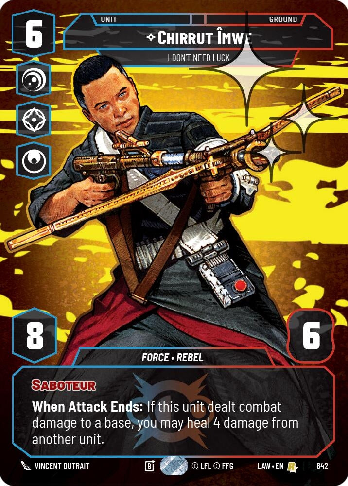 Image for Chirrut Imwe - I Don't Need Luck (Prestige Foil) (842) [A Lawless Time] - Star Wars: Unlimited