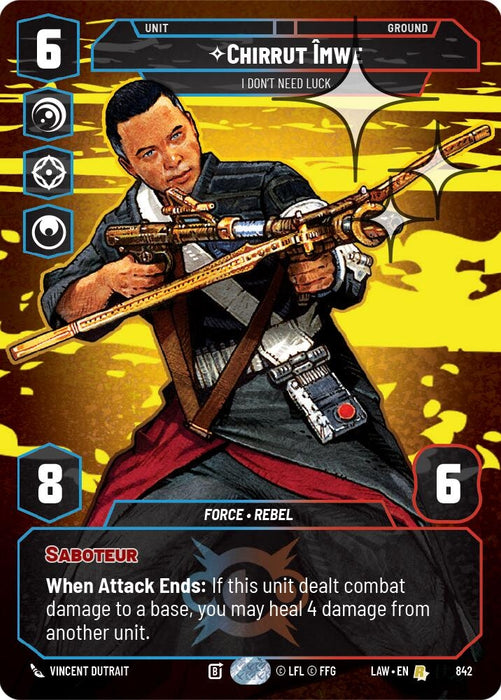 Image for Chirrut Imwe - I Don't Need Luck (Prestige Foil) (842) [A Lawless Time] - Star Wars: Unlimited