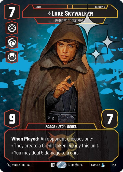 Image for Luke Skywalker - Profit or Be Destroyed (Prestige Foil) (845) [A Lawless Time] - Star Wars: Unlimited