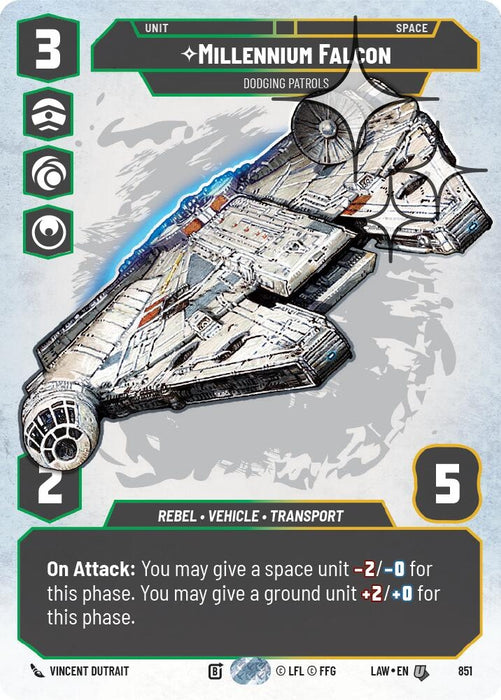 Image for Millennium Falcon - Dodging Patrols (Prestige Foil) (851) [A Lawless Time] - Star Wars: Unlimited