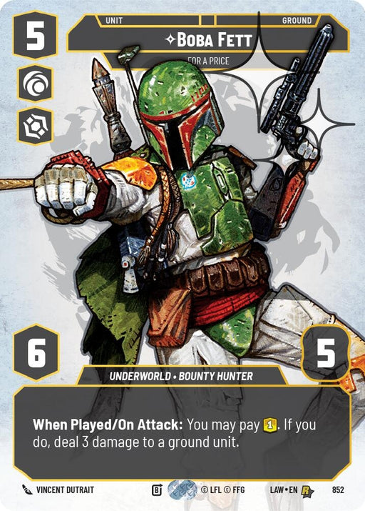 Image for Boba Fett - For a Price (Prestige Foil) (852) [A Lawless Time] - Star Wars: Unlimited