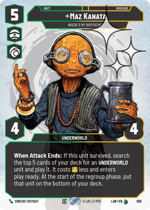 Image for Maz Kanata - Where's My Boyfriend? (Prestige Foil) (859) [A Lawless Time] - Star Wars: Unlimited