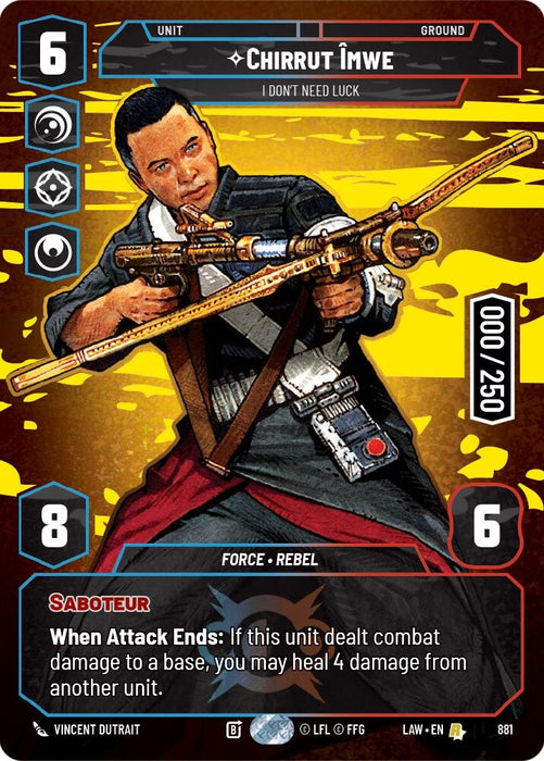 Image for Chirrut Imwe - I Don't Need Luck (Serialized) (881) [A Lawless Time] - Star Wars: Unlimited