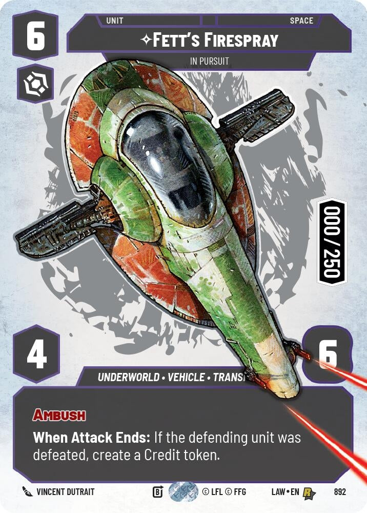 Image for Fett's Firespray - In Pursuit (Serialized) (892) [A Lawless Time] - Star Wars: Unlimited
