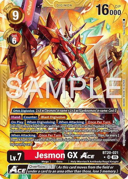 Image for Jesmon GX ACE (Gold Border) (BT20-021 SR) [Advanced Booster Digimon Generation] - Digimon Card Game