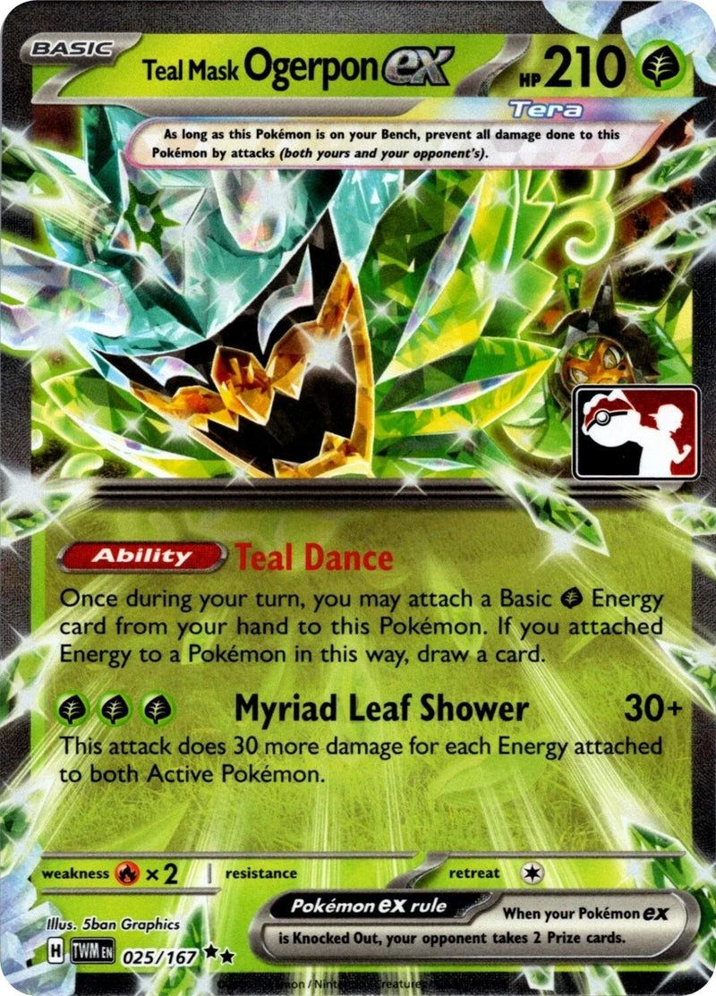 Image for Teal Mask Ogerpon ex - 025/167 (Prize Pack Series 7) (025/167) [Prize Pack Series Cards] - Pokemon