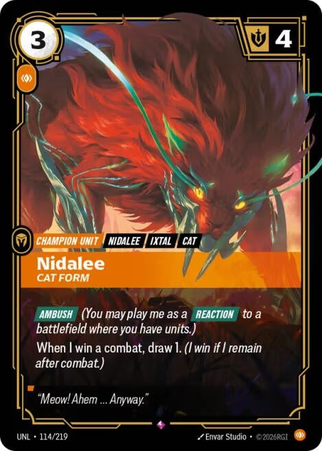 Image for Nidalee - Cat Form (114/219) [Unleashed] - Riftbound: League of Legends Trading Card Game