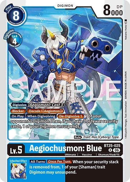Image for Aegiochusmon: Blue (BT25-025 R) [Dual Revolution] - Digimon Card Game
