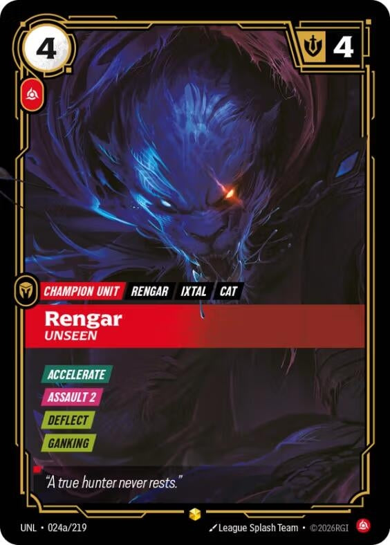 Image for Rengar - Unseen (Alternate Art) (024a/219) [Unleashed] - Riftbound: League of Legends Trading Card Game