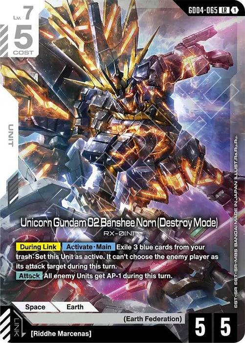 Image for Unicorn Gundam 02 Banshee Norn (Destroy Mode) (GD04-065) [Phantom Aria] - Gundam Card Game