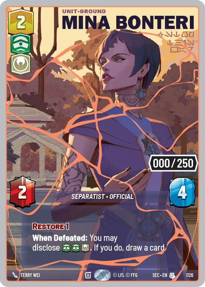 Image for Mina Bonteri - Stop This War (Serialized) (Rose Gold) (1126) [Secrets of Power] - Star Wars: Unlimited