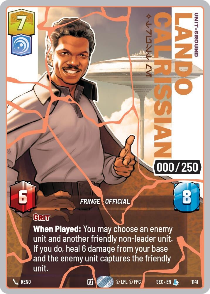 Image for Lando Calrissian - Trust Me (Serialized) (Rose Gold) (1141) [Secrets of Power] - Star Wars: Unlimited