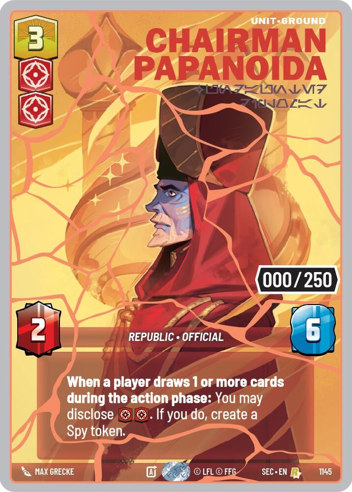 Image for Chairman Papanoida - Undaunted Diplomat (Serialized) (Rose Gold) (1145) [Secrets of Power] - Star Wars: Unlimited