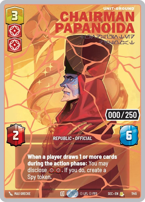 Image for Chairman Papanoida - Undaunted Diplomat (Serialized) (Rose Gold) (1145) [Secrets of Power] - Star Wars: Unlimited