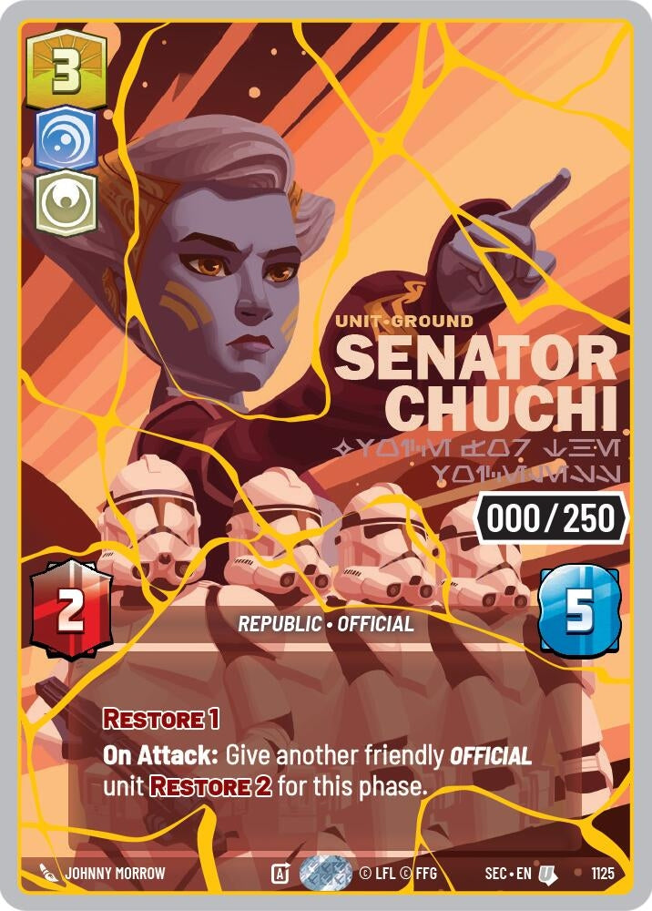 Image for Senator Chuchi - Voice for the Voiceless (Serialized) (Gold) (1125) [Secrets of Power] - Star Wars: Unlimited