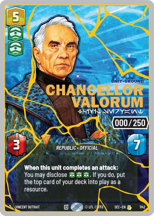 Image for Chancellor Valorum - Civil Servant (Serialized) (Gold) (1142) [Secrets of Power] - Star Wars: Unlimited
