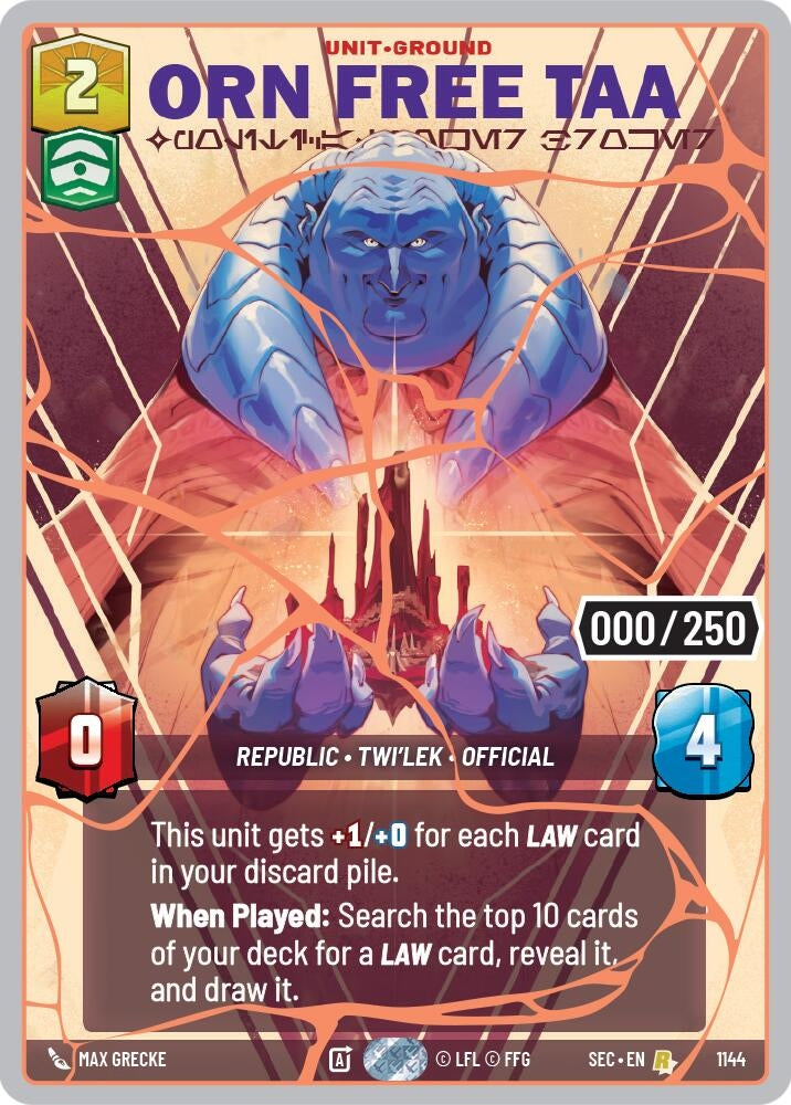 Image for Orn Free Taa - Political Power Broker (Serialized) (Gold) (1144) [Secrets of Power] - Star Wars: Unlimited