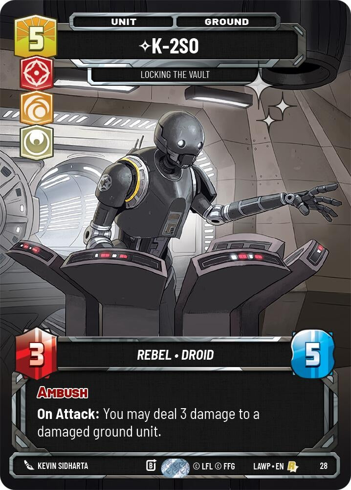 Image for K-2S0 - Locking the Vault (Foil) (28) [A Lawless Time: Weekly Play Promos] {LAW-WPP} - Star Wars: Unlimited