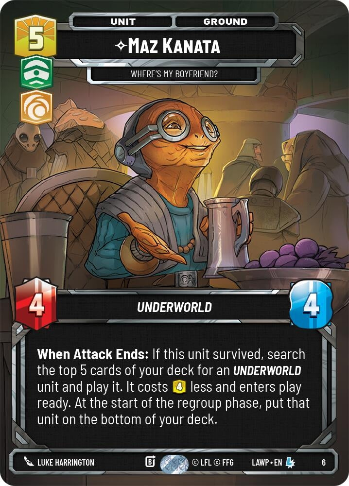 Image for Maz Kanata - Where's My Boyfriend? (6) [A Lawless Time: Weekly Play Promos] {LAW-WPP} - Star Wars: Unlimited