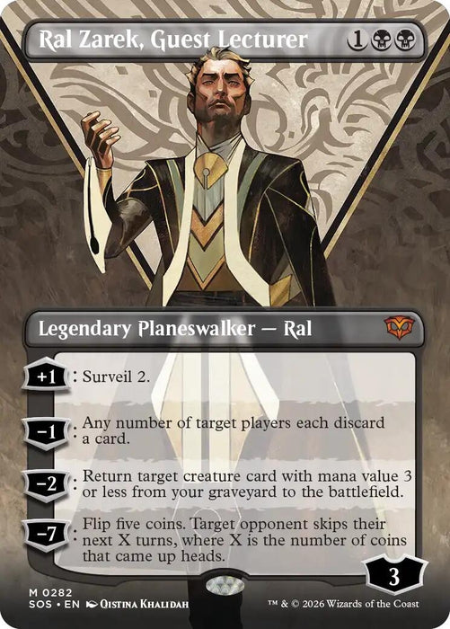 Image for Ral Zarek, Guest Lecturer (Borderless) (282) [Secrets of Strixhaven] - Magic: The Gathering