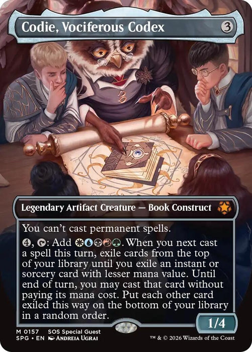 Image for Codie, Vociferous Codex (Borderless) (157) [Special Guests] - Magic: The Gathering