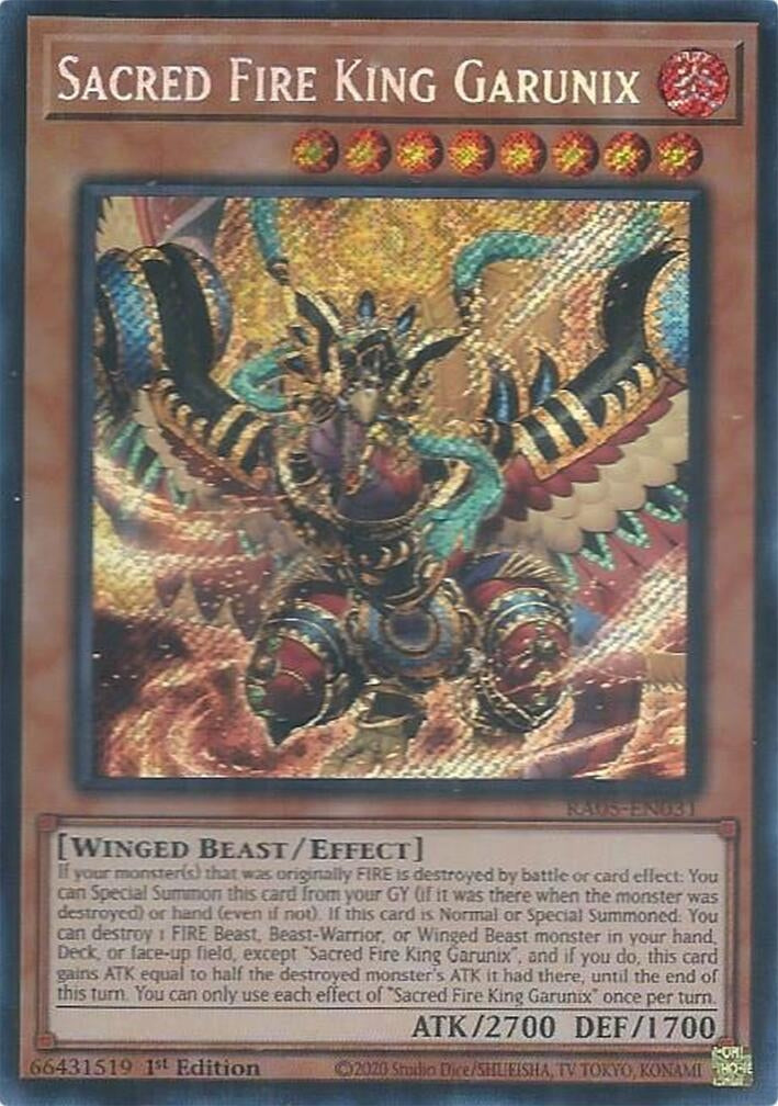 Image for Sacred Fire King Garunix (Secret Rare) (RA05-EN031) [Rarity Collection 5] - YuGiOh
