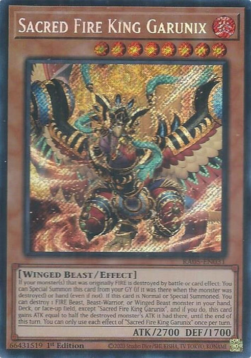 Image for Sacred Fire King Garunix (Secret Rare) (RA05-EN031) [Rarity Collection 5] - YuGiOh
