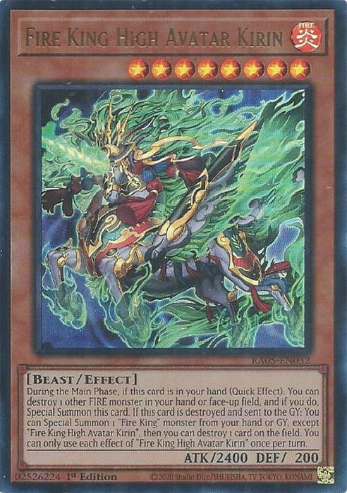 Image for Fire King High Avatar Kirin (Ultra Rare) (RA05-EN032) [Rarity Collection 5] - YuGiOh