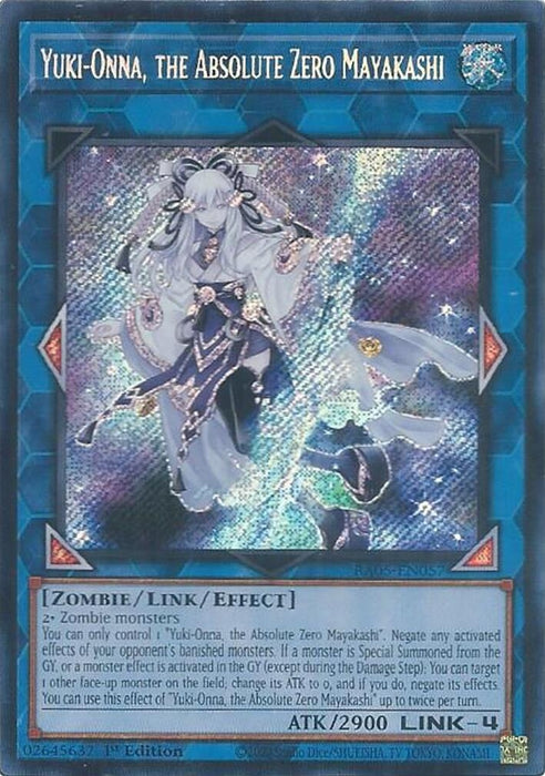 Image for Yuki-Onna, the Absolute Zero Mayakashi (Secret Rare) (RA05-EN057) [Rarity Collection 5] - YuGiOh