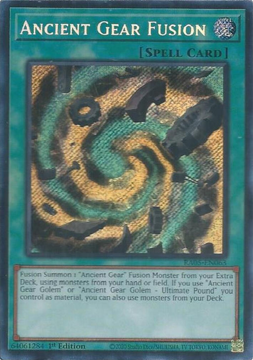 Image for Ancient Gear Fusion (Secret Rare) (RA05-EN063) [Rarity Collection 5] - YuGiOh